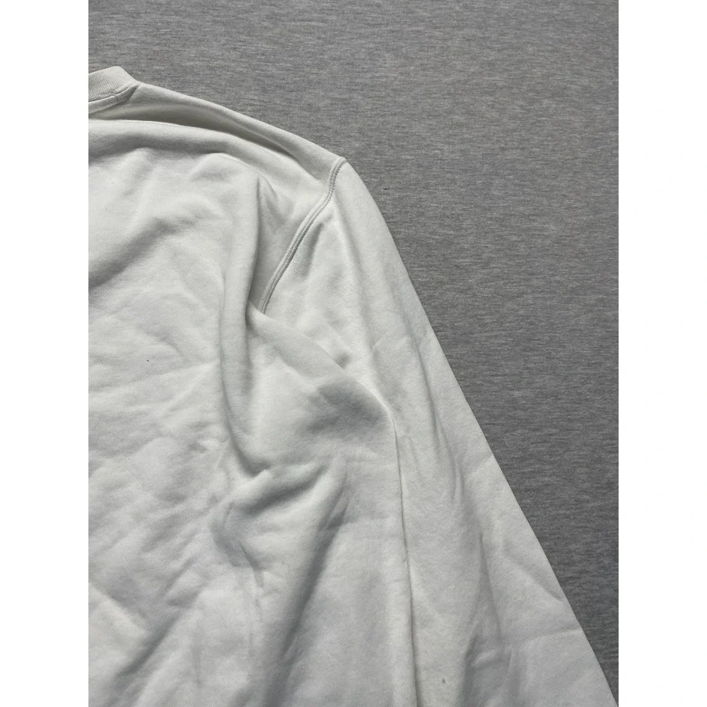Nike Sportswear Club Crew Sweatshirt Mens Large White Embroidered Swoosh Cotton